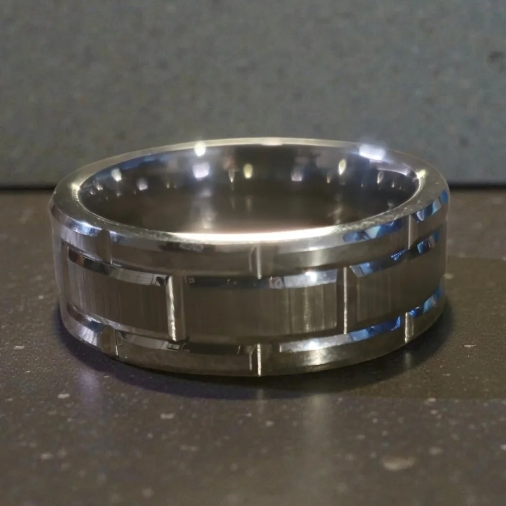 Tungsten Carbide Men's 8mm Silver Ring